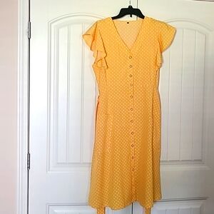 Sunny Yellow Button-Down Midi Dress